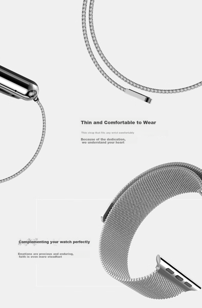 BWNK Compatible Apple Watch Band Series 7-8 Milanese Magnetic Metal Strap Stainless Steel Silver 45mm S76543 Qixi Gift Fine Steel Braided 5