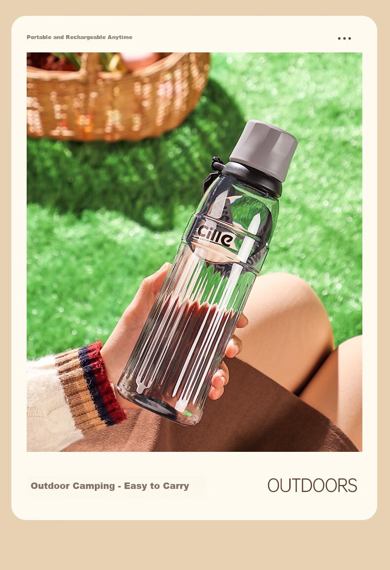 Cille Tritan Plastic Cup, Sports Water Bottle for Men And Women, Outdoor Fitness Straw Cup, Large Capacity Portable Handheld Cup 19