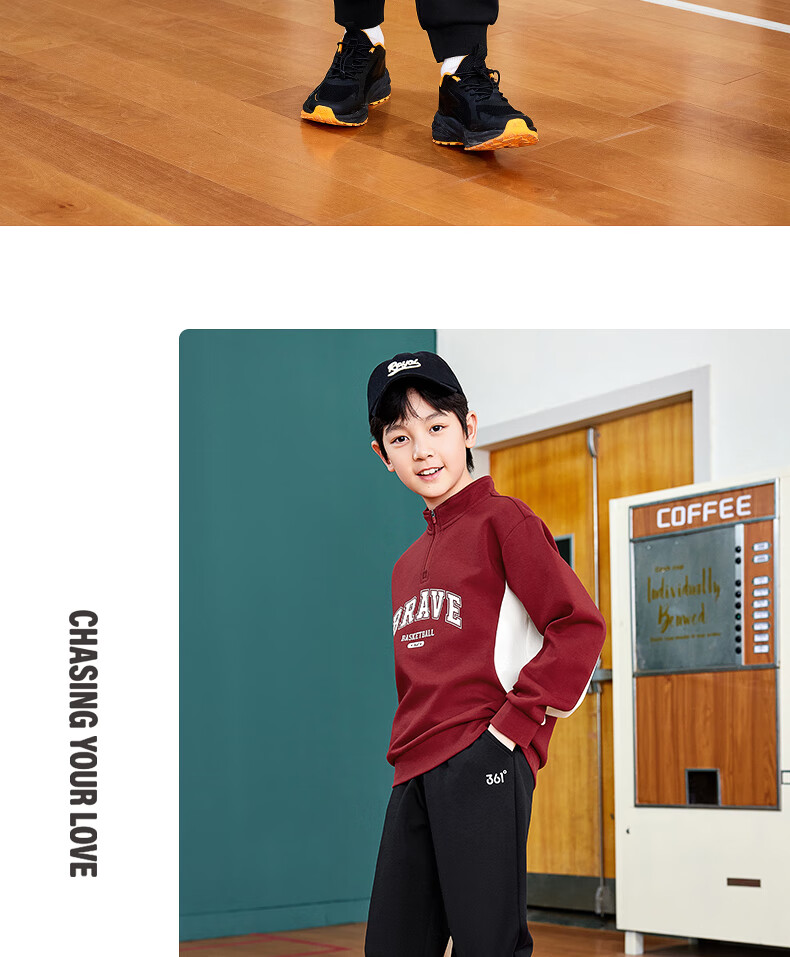 361° Children's Clothing, Kids' Outfit Set, Fall 2025, Boys And Girls, Older Children, Half-Zip Stand Collar Casual Knit Sweatshirt Set, Purple, Size 170 15