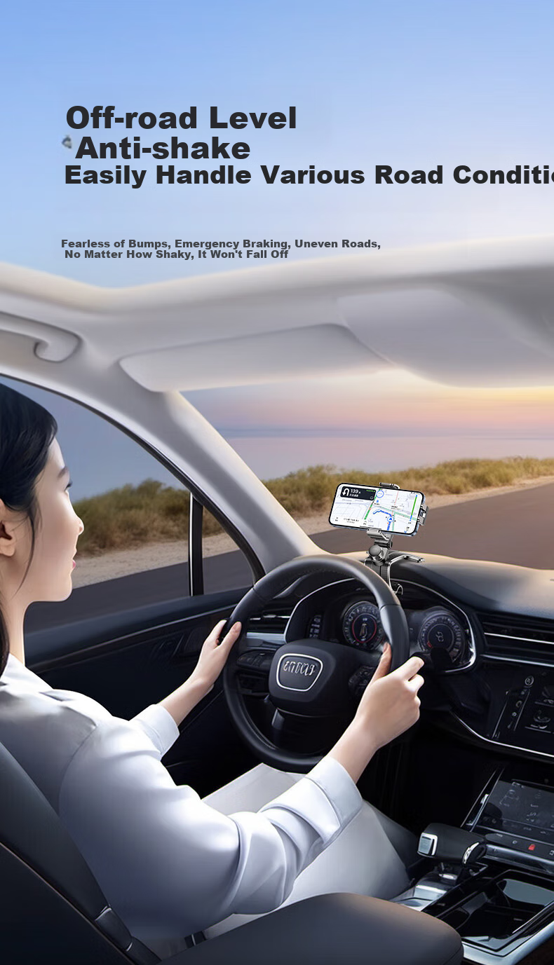 Lisen Car Phone Holder, Multifunctional Clip-On Car Phone Mount, Suitable for HUD, Center Console, And Dashboard 8