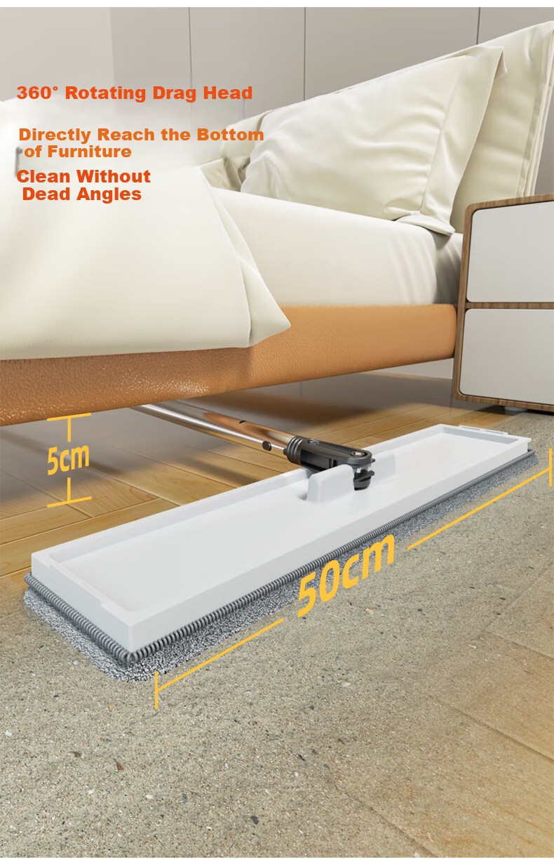 Dongfangliangjie Household Mop, All-In Cleaning, Scraper Plate Mop, Extra Large 50cm Scraper Plate with Bucket, Hands-Free Mop, Floor Cloth 12