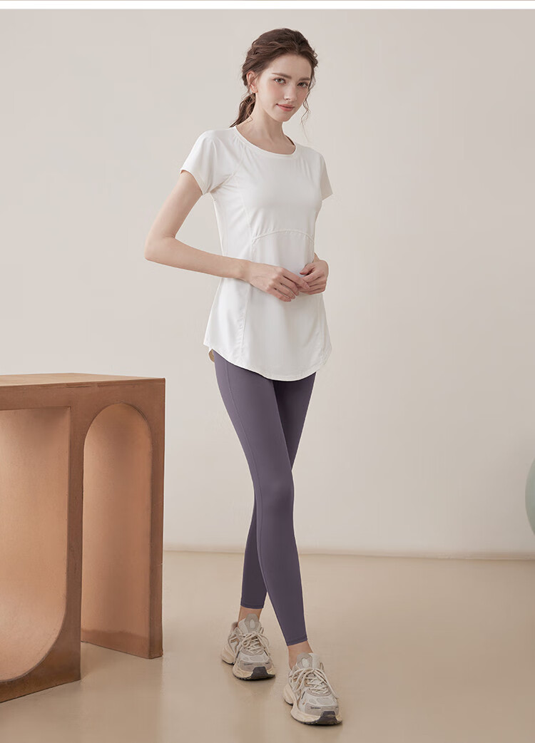 Youyou Yoga Wear Summer Women's High-End Slimming Gym Sports Short Sleeve Pilates J34007DY White S 13