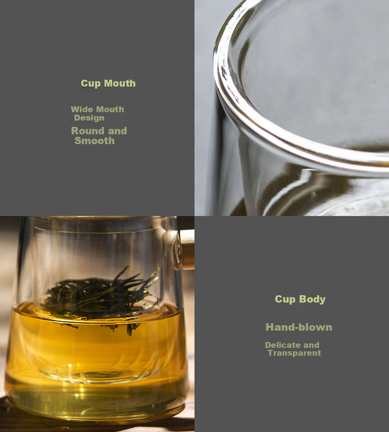 CLITON Thickened Heat-Resistant Glass Tea Cup with Filter, Tea-Water Separation, Home and Office Red and Green Tea Cup, Tea Ceremony Cup 13
