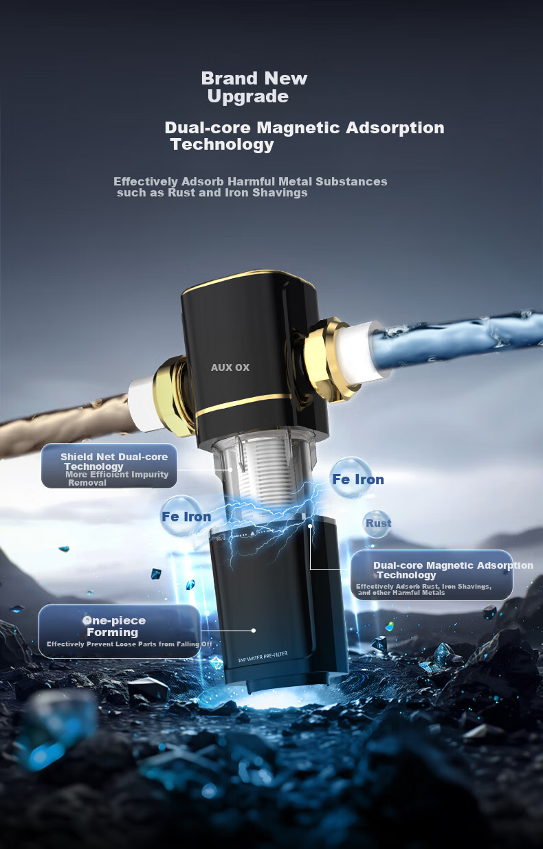 AUX Pre-Filter Water Purifier, Over 15T Magnetic Matrix Backwash, Explosion-Proof Whole House Water Purification Well, Kitchen 25 Micron Water Purifier Q9Pro 7
