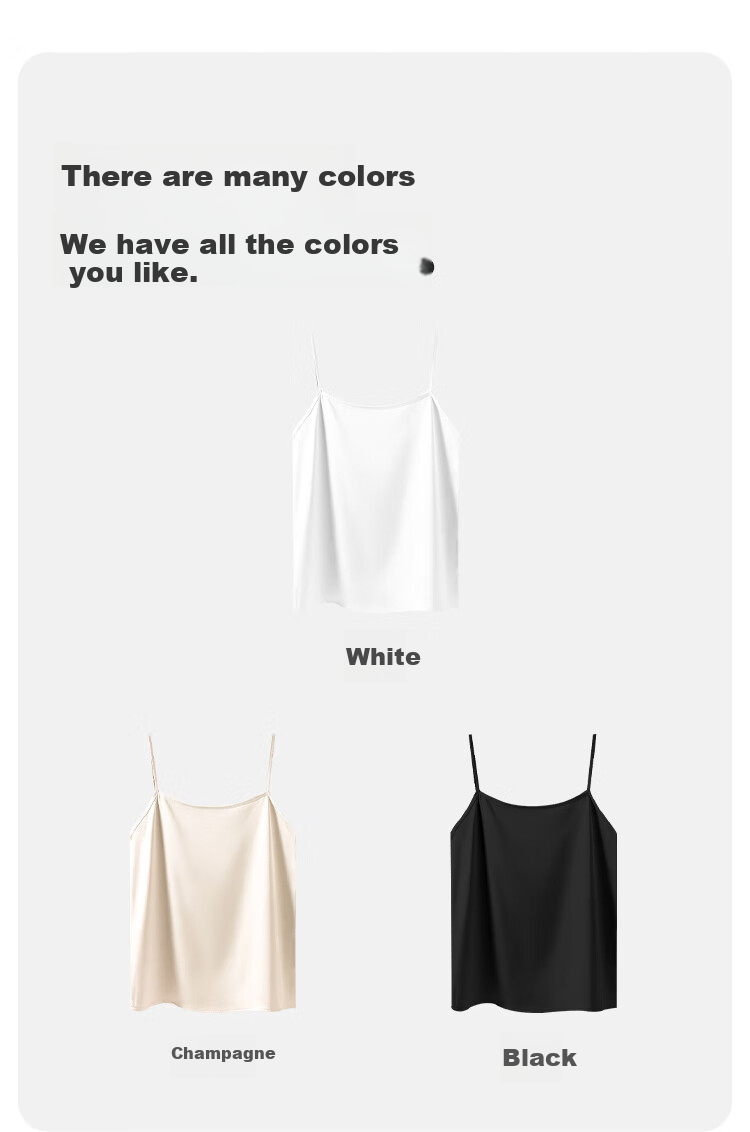 MiiOW Women's Camisole Tank Top for Spring And Autumn, Inner Wear Or Outer Wear, Beautiful Back Design, Faux Silk Thin Strap Basic Versatile Undershirt 14