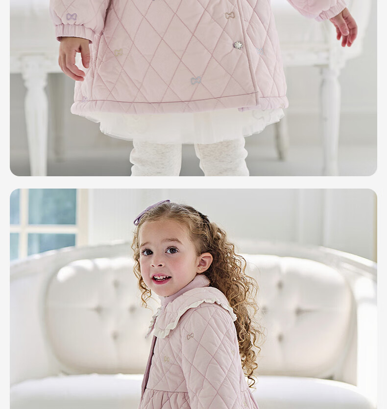 DAVE & BELLA Kids Waterproof Cotton-Padded Jacket Girls Autumn Winter Sweet Outerwear 1