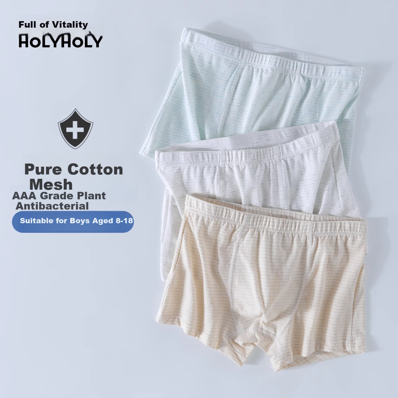 Hzasz Children's Underwear Mesh Boys' Pure Cotton Youth Puberty 6-12 Years Old Older Boys 15 Male Teenagers Baby Boys