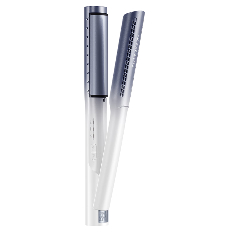 AKiracosme Aijila Cold Air Curved Hair Straightener Negative Ion Curling Iron Hair Clip Bangs Straightener High Crown TACF1 Blue with Free Hair Care Oil Gift for Girlfriend