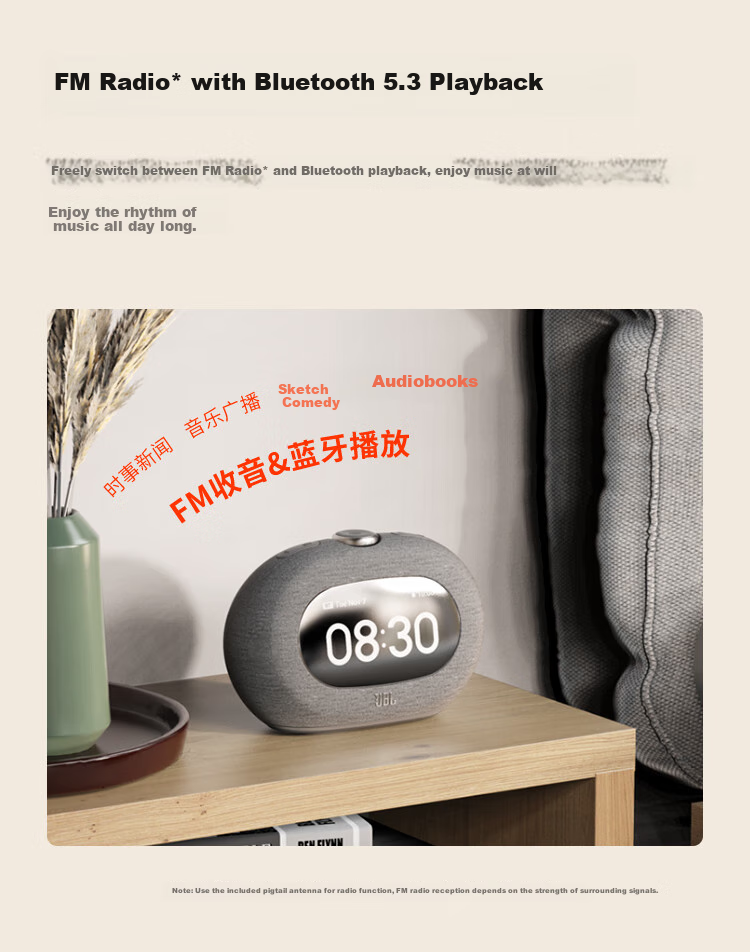 JBL HORIZON 3 Bluetooth Alarm Clock Speaker, Home Bedroom Audio System, Ambient Night Light, FM Radio Tuning, Gift Recommendation, Black 10
