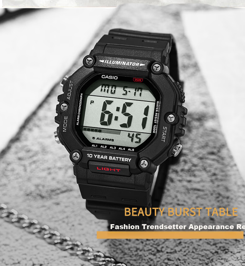 Casio Watch, Sports Square Dial, Retro Student Watch, WS-1400H 2