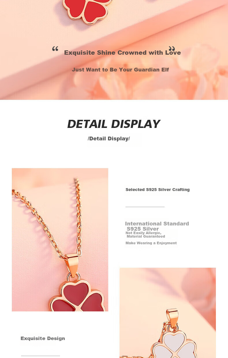 Grace Girl Four-Leaf Clover Necklace for Women, Simple And Elegant Rose Gold Collarbone Chain, Anniversary Birthday Gift for Girlfriend 15