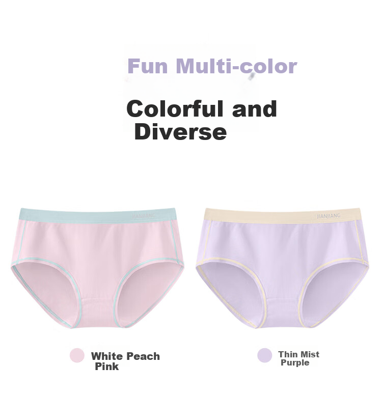 Jianjiang 50S Long-Staple Cotton Children's Underwear, Girls' Panties, Kids' Mid to Big Size Triangle Briefs, Antibacterial And Breathable, 4-Pack 5