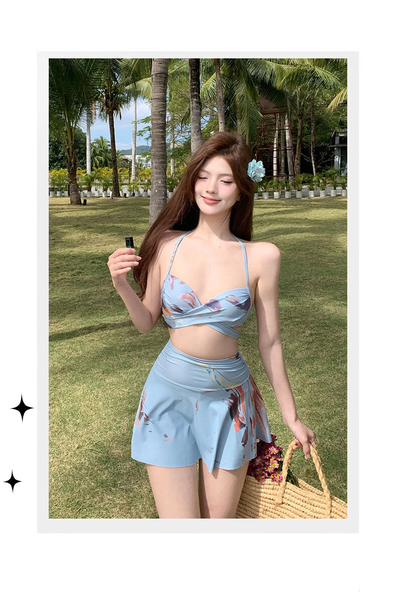 DK Women's Two-Piece Swimsuit with High-Waist, Slimming Effect, Long Sleeves, Sun Protection, Boyshort Skirt Style, Sexy And Conservative for Hot Springs 5
