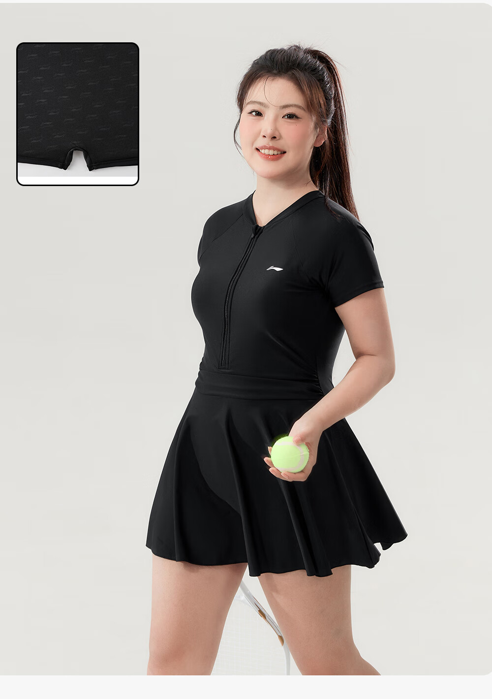 LI-NING Plus Size Women's Slimming Tummy Control One-Piece Swimsuit 2026 New Large Size Adult Hot Spring Swimwear for 200 Jin 11