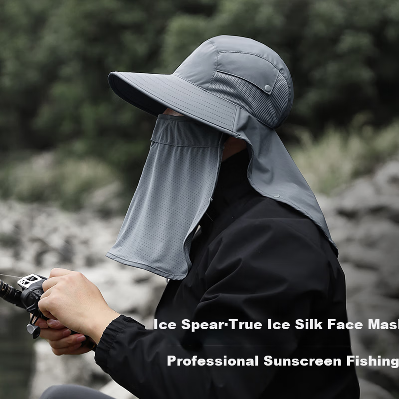 Zhanshuniao (Full Face Coverage) Fishing Sun Protection Hat for Men, Large Head Circumference, Sun Visor, Outdoor Fisherman Hat, UV Protectio
