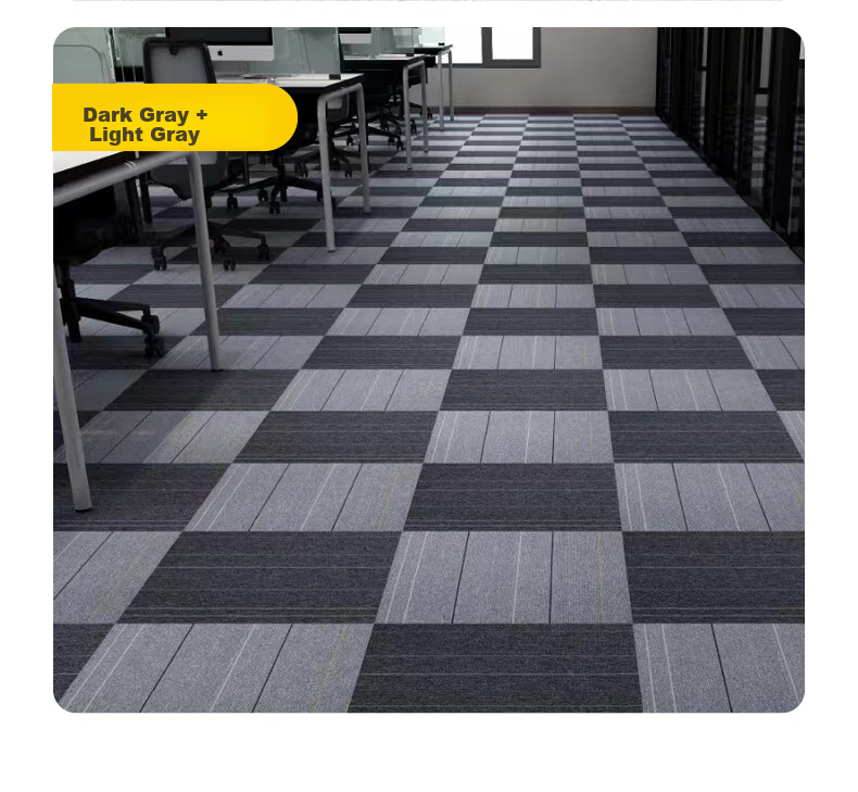 Modouyu Commercial Office Carpet, 50x50cm, 40 Pieces Per Set, Modular Carpet Tiles, Live Streaming Room, Large Area Full Coverage, Light Gray 9