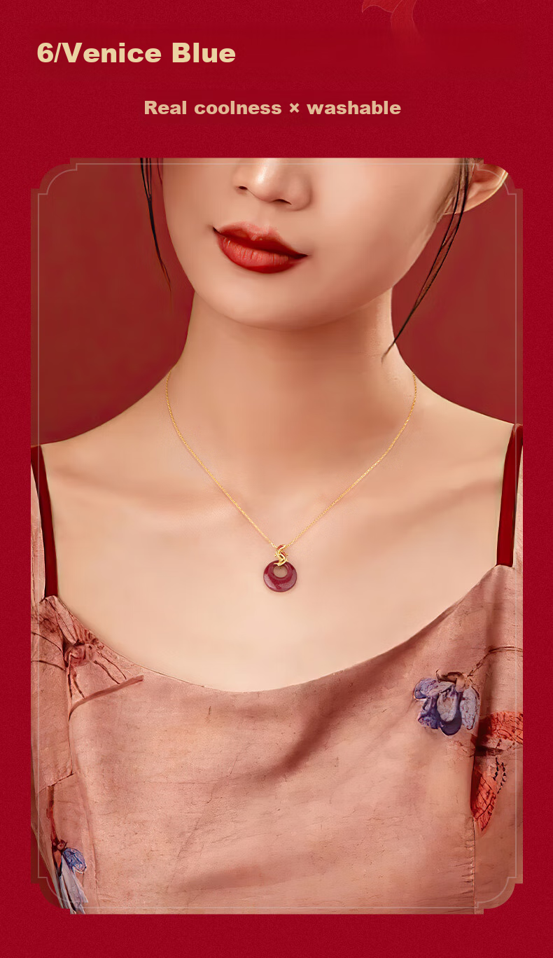 Zhenshangyin Chinese Gold Koi Cinnabar Peace Buckle Silver Necklace for Women, Birthday New Year Gift for Girlfriend Amulet S925 2