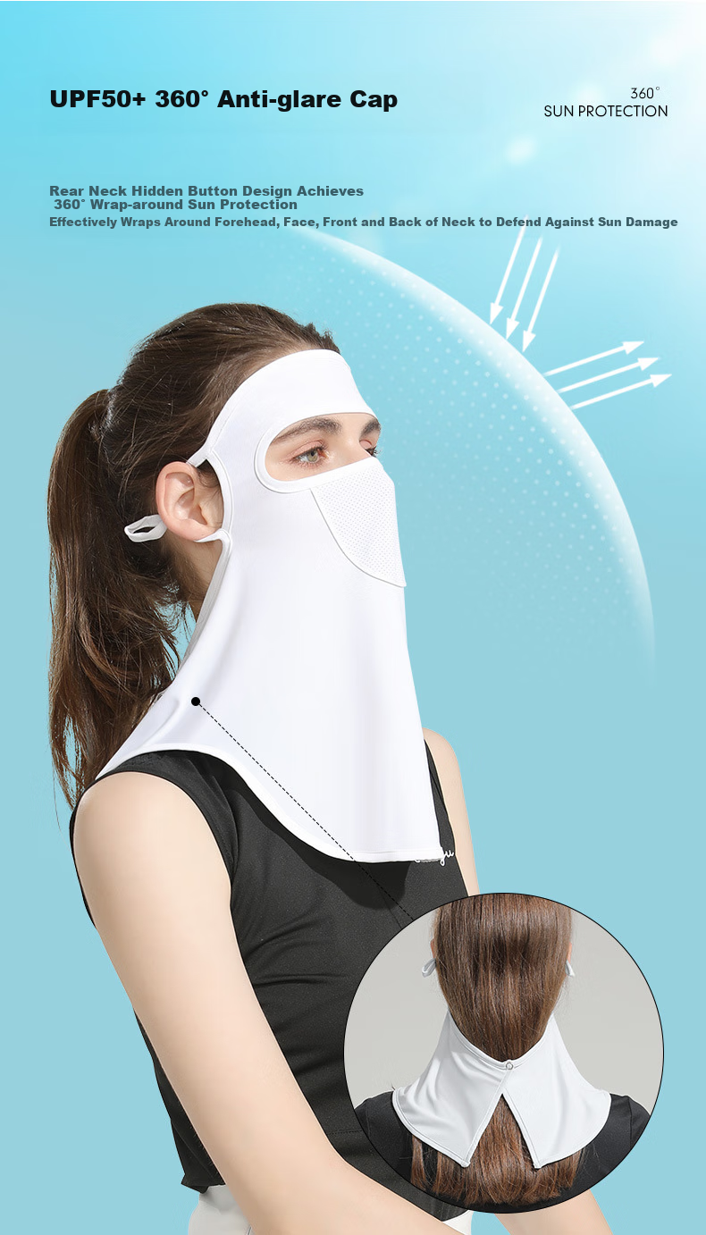 GLO-STORY Sun Protection Face Mask for Women, Full Face Sun Protection Mask for Outdoor Cycling And Golf, Ice Silk Thin Face Covering Face Mask WKZ214013 Arctic Gray 4