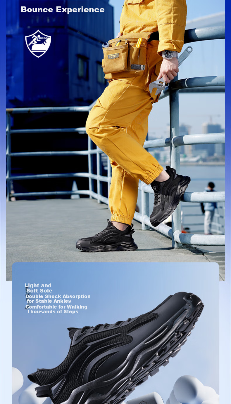 Lanoudun Safety Shoes for Men, Summer Breathable Lightweight Steel Toe Cap Puncture-Resistant Work Boots D211N Size 38 6