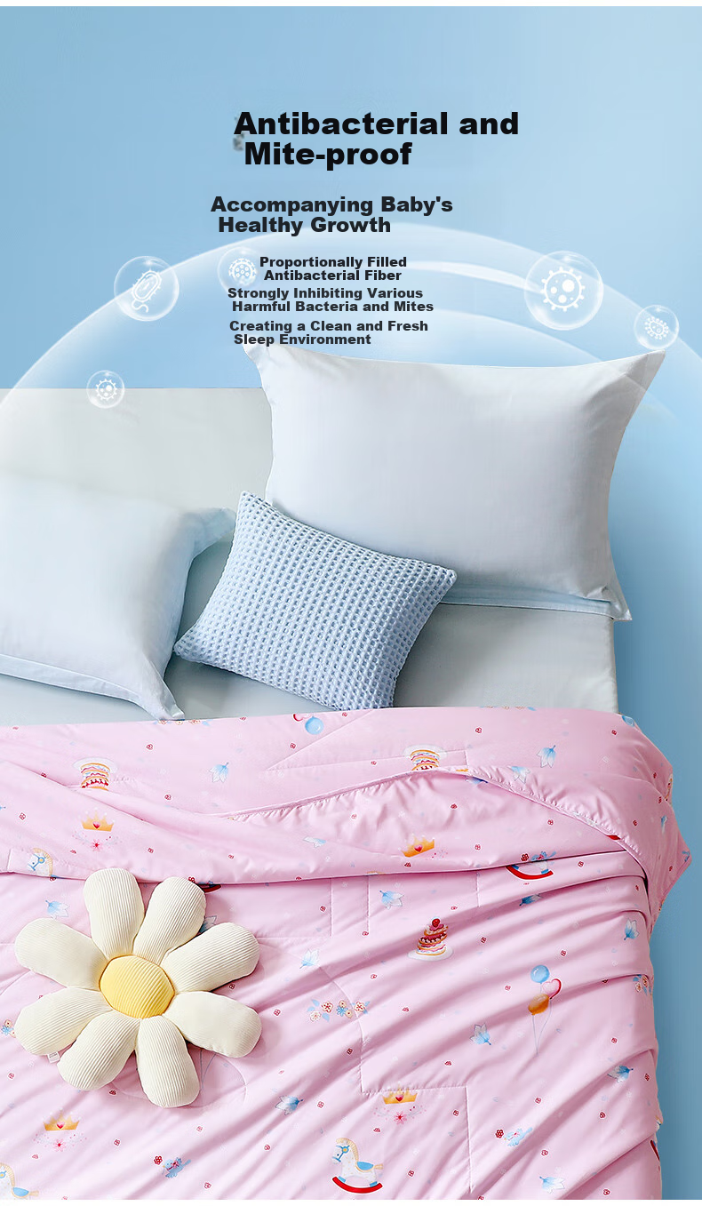 Fuannaertong Infant Class A 51% Soybean Fiber, Antibacterial Anti-Mite Brushed Printed Summer Quilt, 115*150cm 5