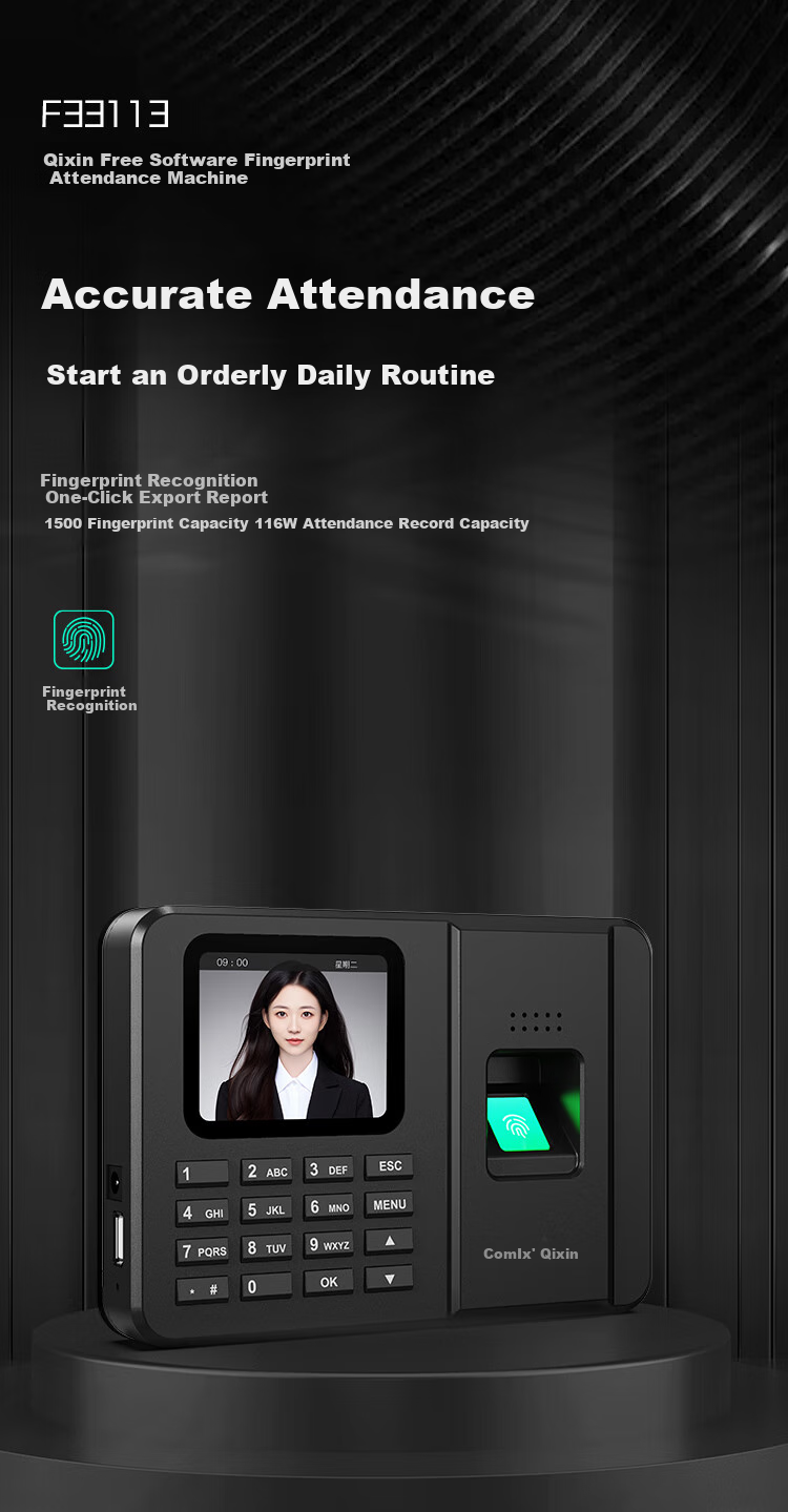 COMIX Attendance Punch Clock Sold by JD Facial Recognition + Fingerprint + Palm Vein Attendance Machine for Work Check-In No Network Or Software Required, One-Click Export Reports F3770S 2