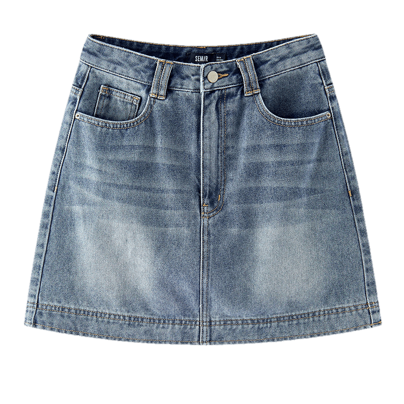 Semir Women's Autumn A-Line Skirt Retro College Style Denim Mini Skirt 103525120002