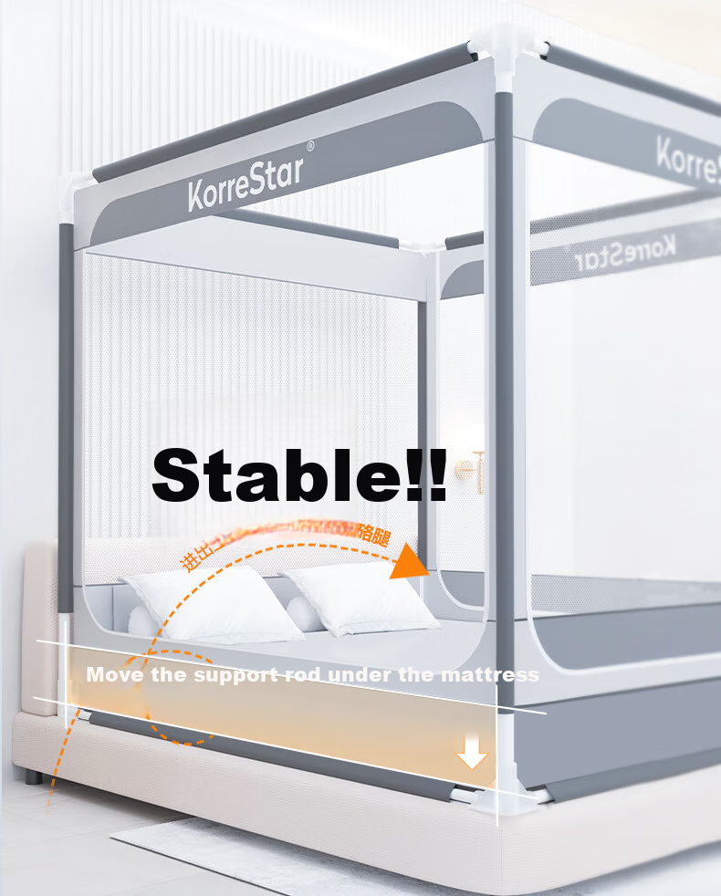 KORRESTAR Class A Household Full-Coverage Mattress-Style Anti-Fall Mosquito Net, Prevents Falling off Bed, Full Coverage Bottom, Thick Gray, 1.8 Meters [1 Bottom Screen] 6