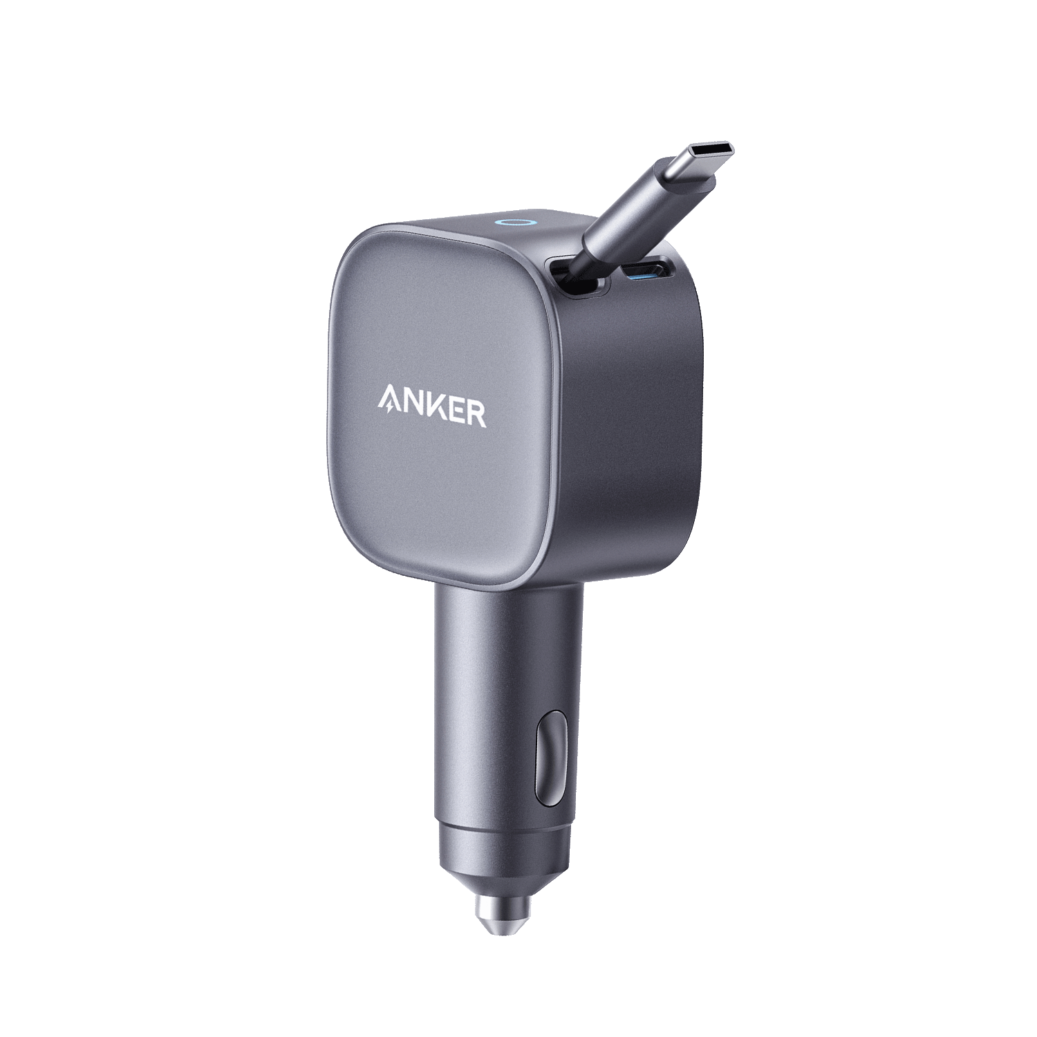 ANKER Car Charger UFCS75W with Retractable Cable, Compatible with DJI Drones And Cigarette Lighters, Adapter for Super Fast Charging 12V/24V, Suitable for Apple, Huawei, Xiaomi