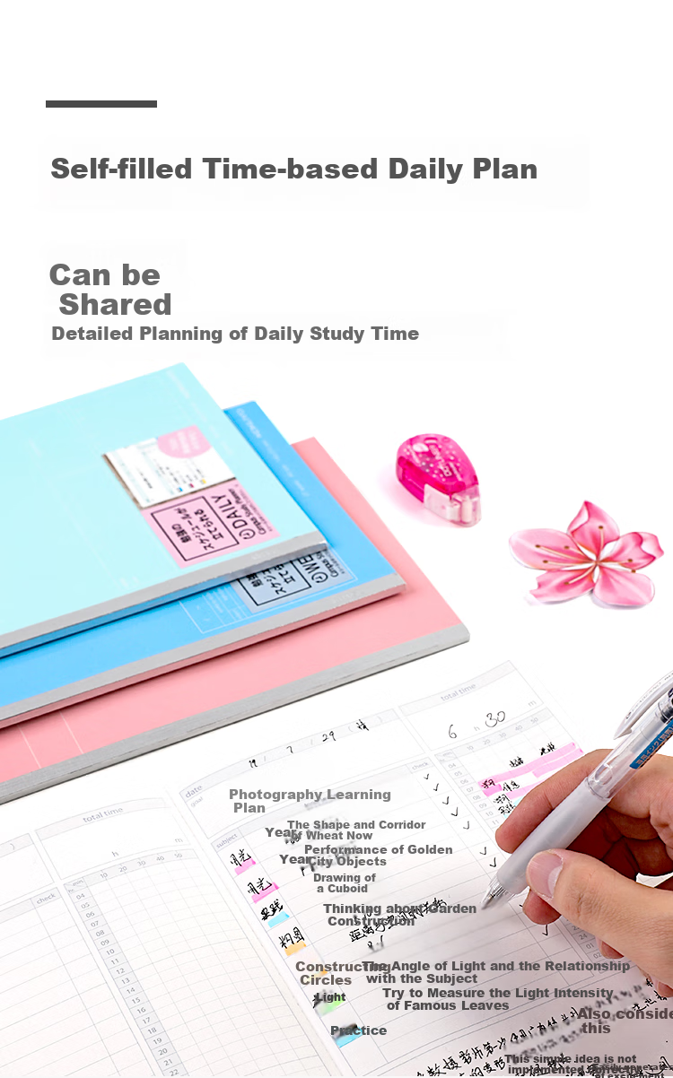 KOKUYO Imported Notebook, Study Planner, Weekly Schedule Book, B5/27 Sheets, Pink, 1 Pack, NO-Y80MW 6