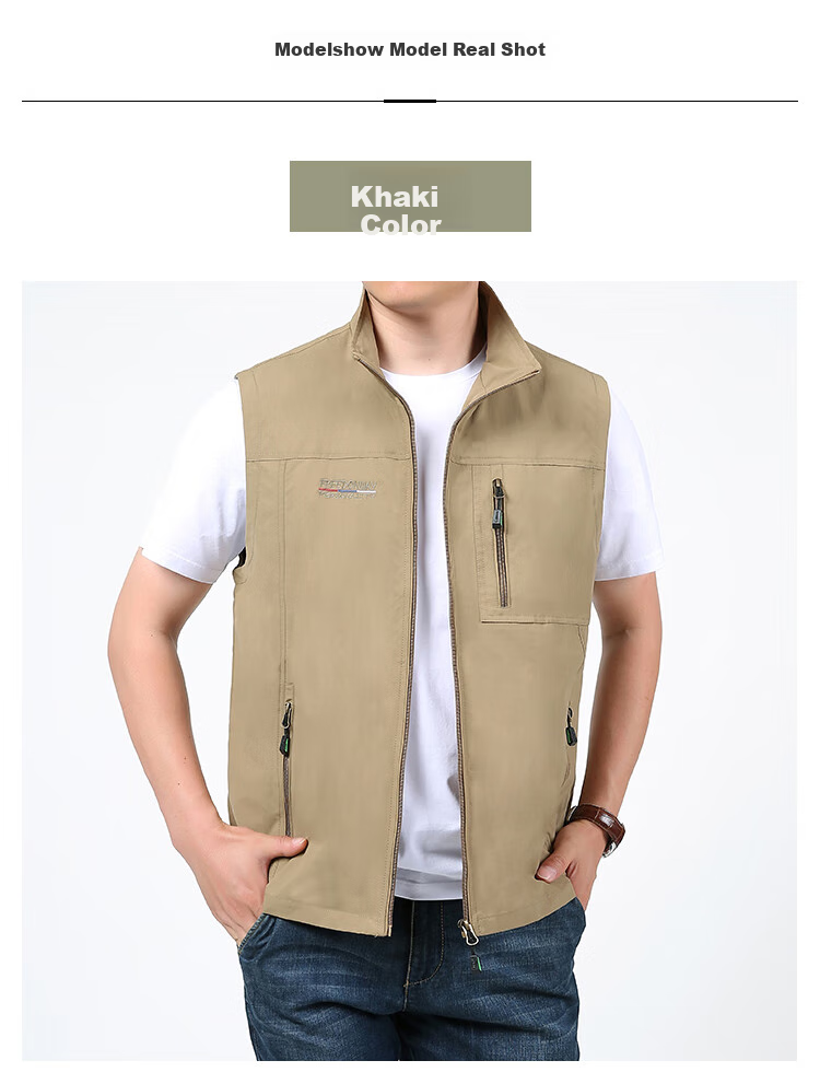 VANCAMEL Men's Outdoor Quick-Dry Casual Vest with Multiple Pockets for Fishing And Photography, Khaki, 2XL 4