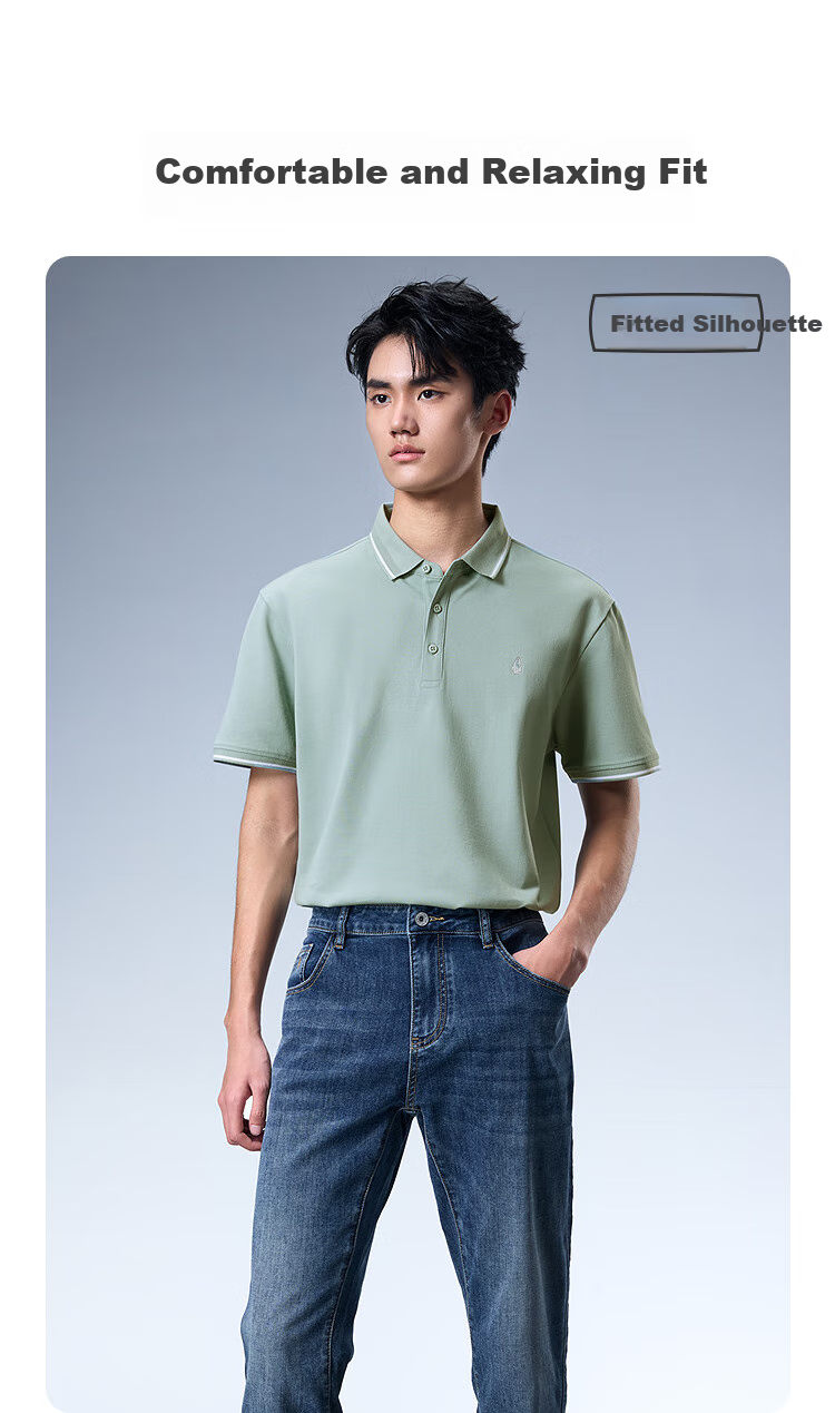 HLA Short-Sleeve Polo Shirt for Men, Cool And Stylish with Turn-Down Collar, Summer Wear 3