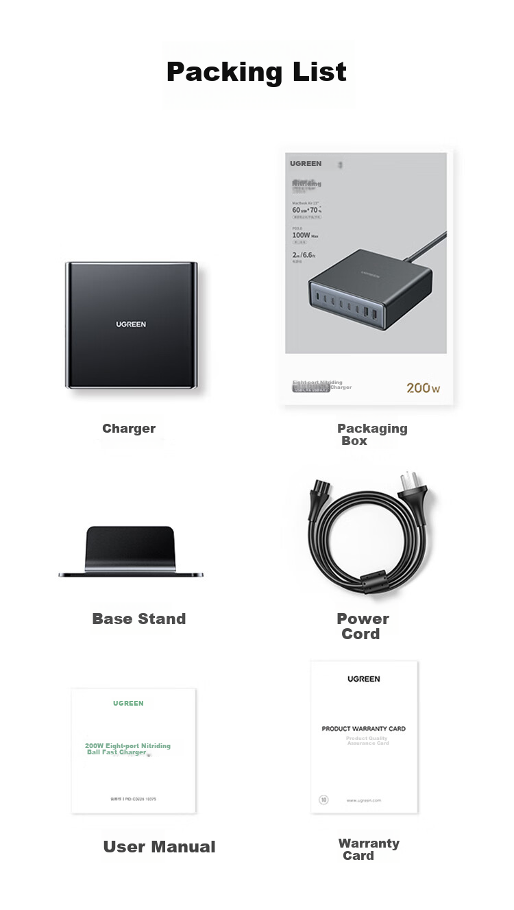 UGREEN 200W Gallium Nitride Charger, Desktop Charging Station, Multi-Port Type-C PPS/PD 100W Fast Charger, Suitable for Apple 18/17 MacBook Pro Laptops And Smartphones 24