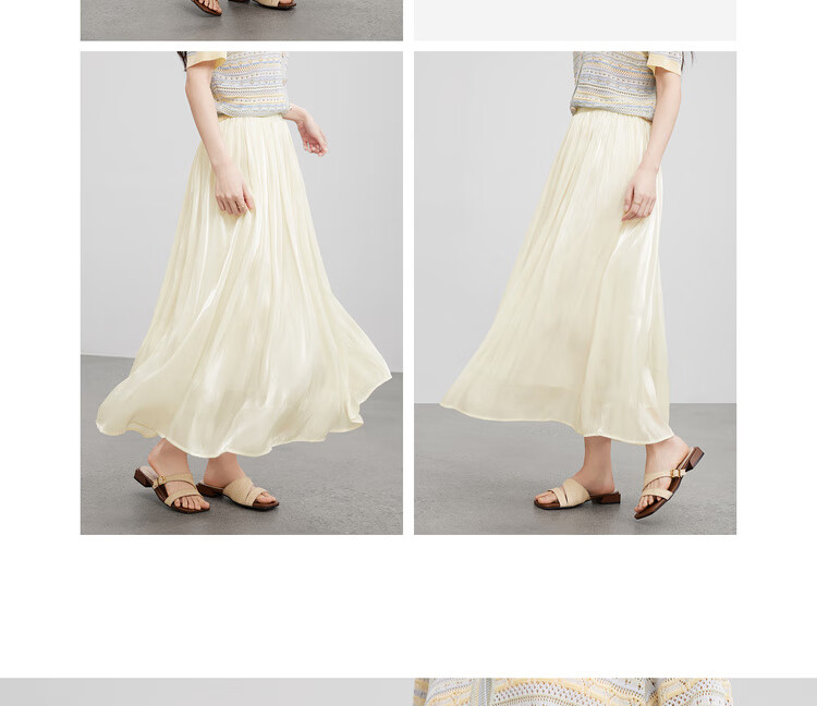 Shangdu Bila Light Luxury Draped A-Line Skirt for Women Summer High-End Slim Elegant Shimmer High Waist Mid-Length Skirt 14