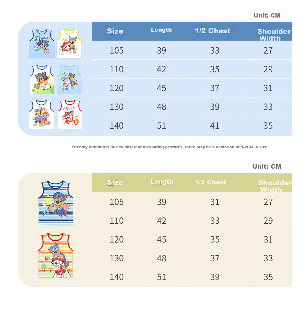 PAW PATROL Children's Vest Boys' Class A Cartoon Undershirt Summer Breathable Baby Sleeveless T-Shirt PA1913P2 105 8