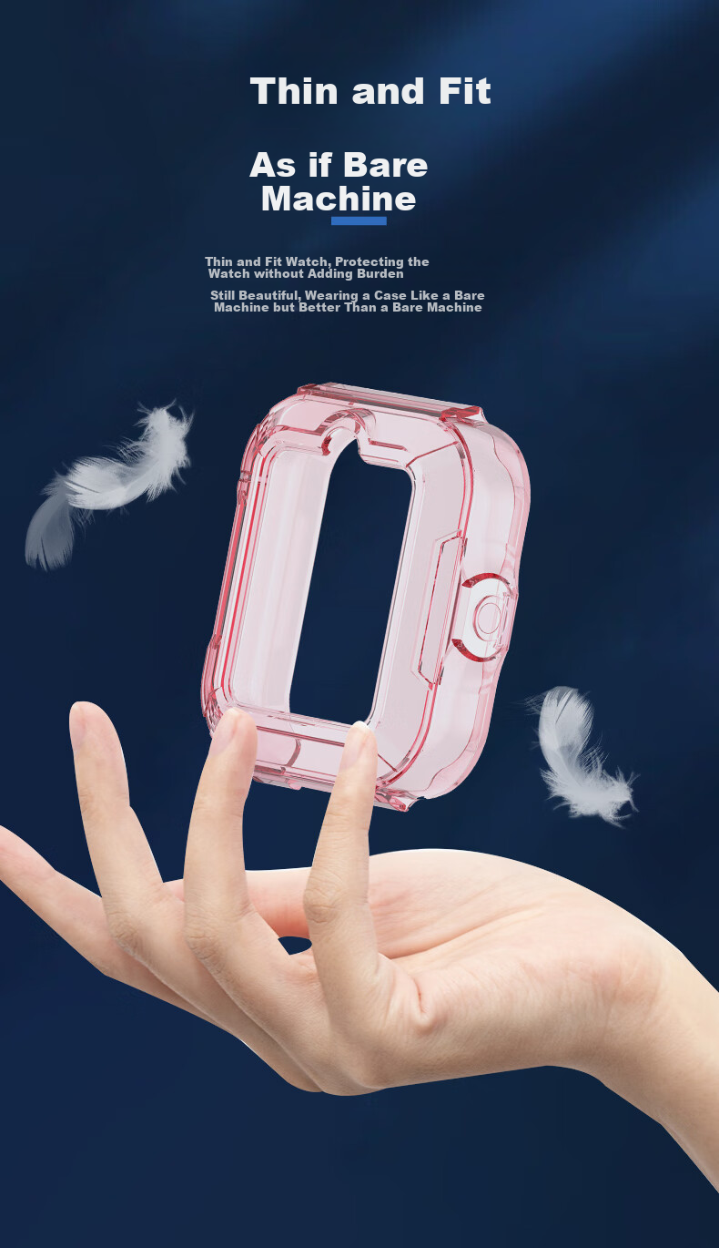 KMaxAI Compatible with Huawei Children's Watch 5 Case And Screen Protector Set, Anti-Blue Light Tempered Glass Film + Soft Silicone Case, Shockproof And Wear-Resistant, Magnetic Quick Release, Transparent Pink 10