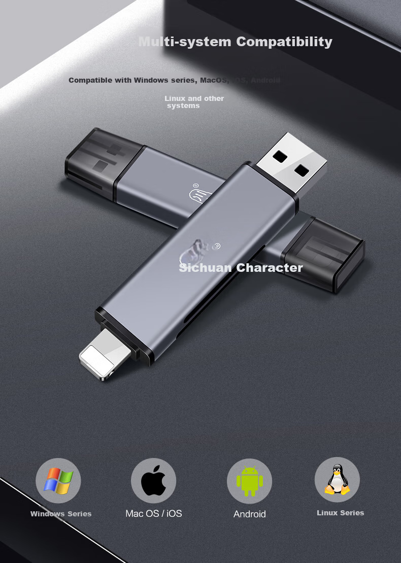 Chuanyu USB3.0 OTG Adapter, High-Speed Apple Phone TF/SD Card Reader, Multi-In Huawei/Apple/Type-C/Computer/Camera Pocket Card Reader 1