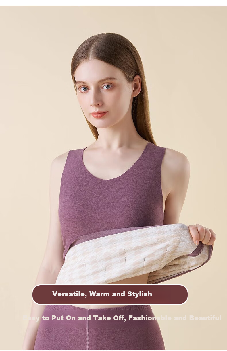 LangSha 100% Wool Thermal Vest for Women, Winter Seamless Heat-Generating Undershirt, Antibacterial Fleece-Lined Thick Base Layer Underwear 3