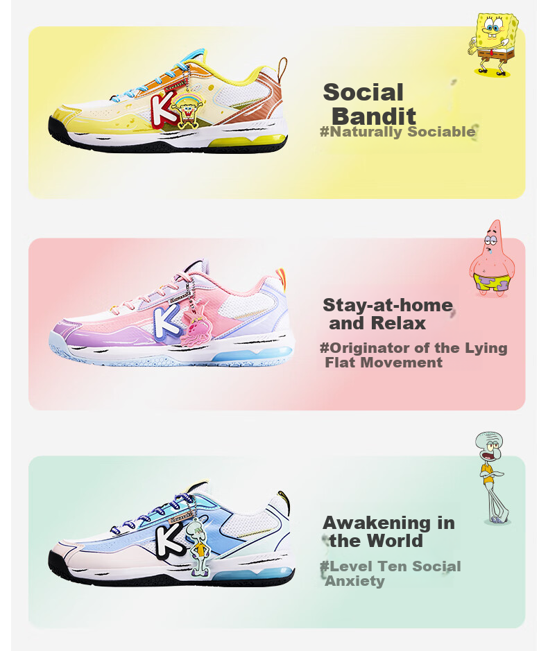 KAWASAKI Badminton Shoes SpongeBob SquarePants Collaboration Edition Sports Shoes for Men And Women C32026 Blue-Squid Brother Size 42 2
