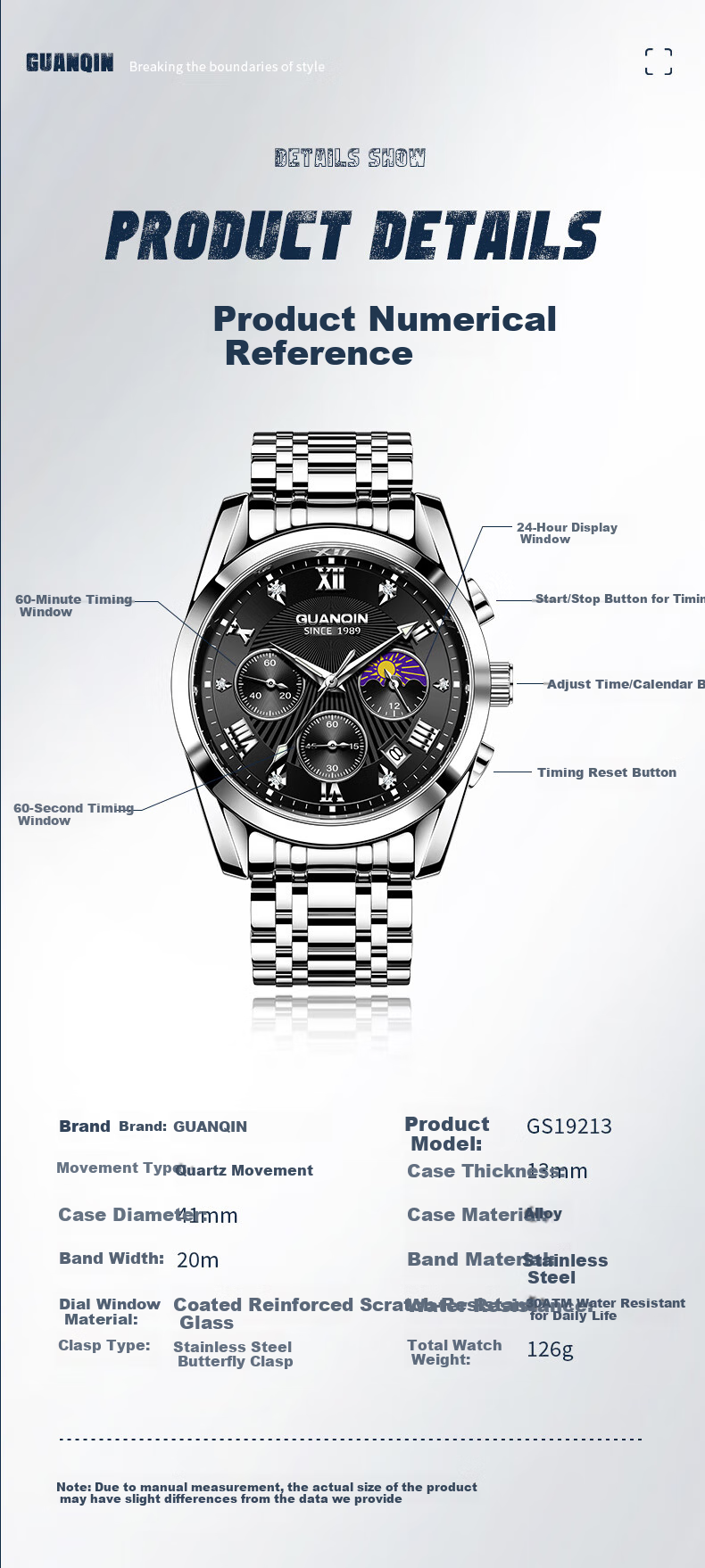 GUANQIN Men's Mechanical-Style Fashion Wristwatch, Swiss Quality Men's Watch, Waterproof Fully Automatic Multifunctional Brand National Watch 13