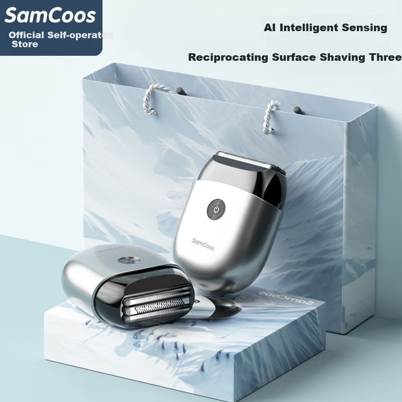 SAMCOOS Portable Electric Shaver for Men, 2026 New Model Reciprocating Three-Blade Head with Alloy Body, Travel Car-Mounted Gift for Boyfriend, Husband, Father, Birthday Present