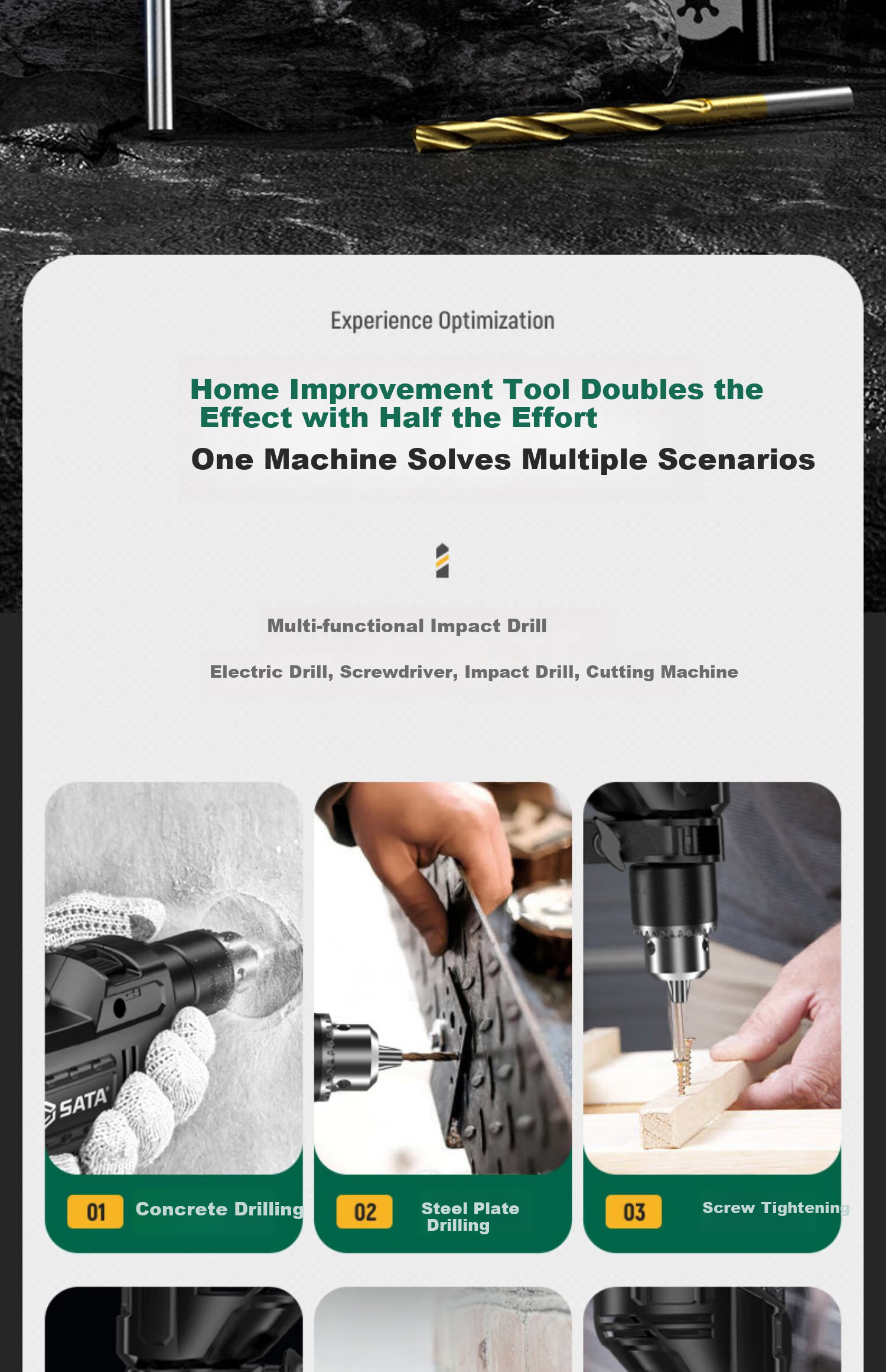 Shida (SATA) Impact Drill, Household Electric Drill, Electric Screwdriver, Multi-Functional, High-Power Handheld Drill, D05706 Standard Configuratio 2