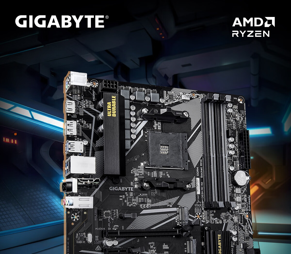 GIGABYTE B550M DS3H R2 Motherboard DDR4 Supports Processors 4500, 5600X, 5700G, 5800X AMD B550 Socket AM4 1