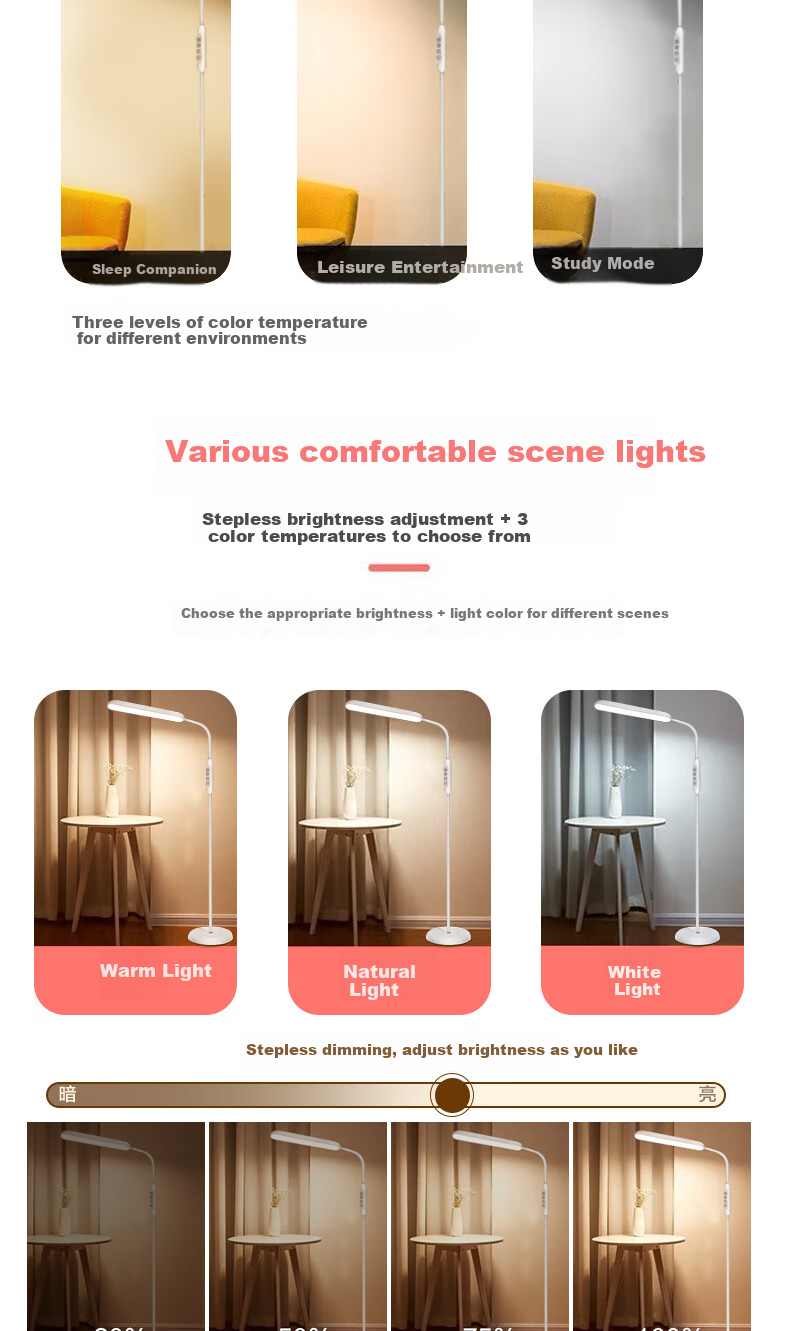 Bolanger Floor Lamp, Eye Protection Light for Study And Reading, Living Room Bedroom Bedside Lamp, Piano Lamp, Standing Desk Lamp for Study Room 4