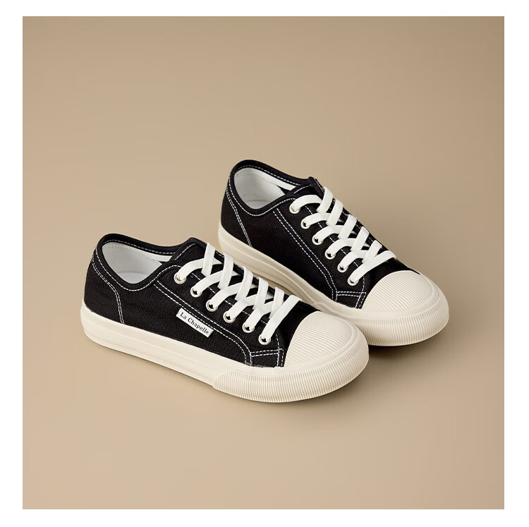 La Chapelle Women's Canvas Shoes Casual Soft Sole Lightweight Sneakers A101BR Black Size 37 18