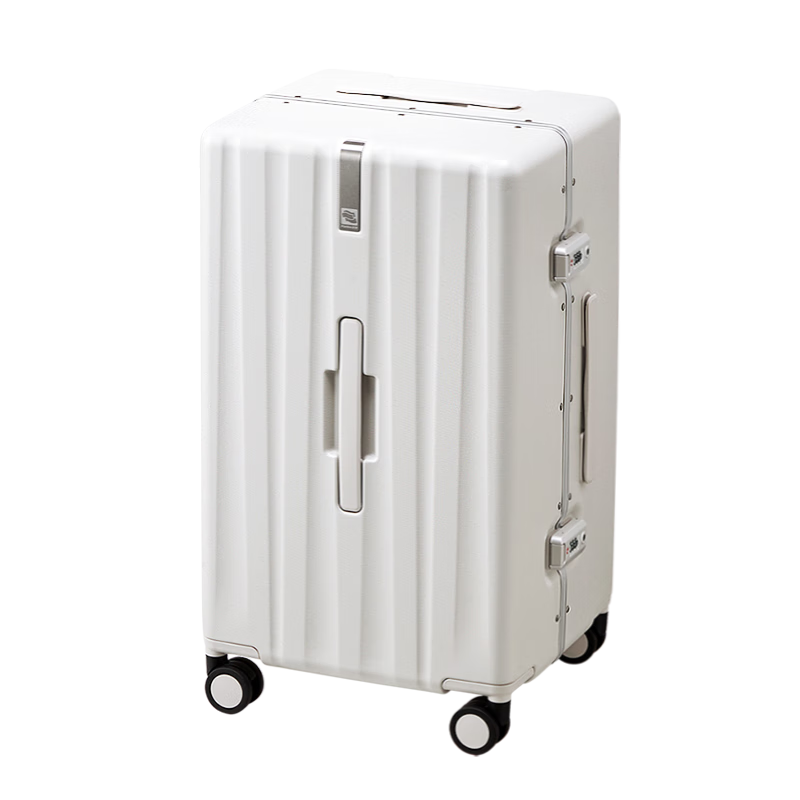 HANKE Large Capacity Suitcase Aluminum Frame Trolley Case for Women And Men, 24-Inch Rose White 74L Password Lock Travel Luggage, Extra Large And Thick