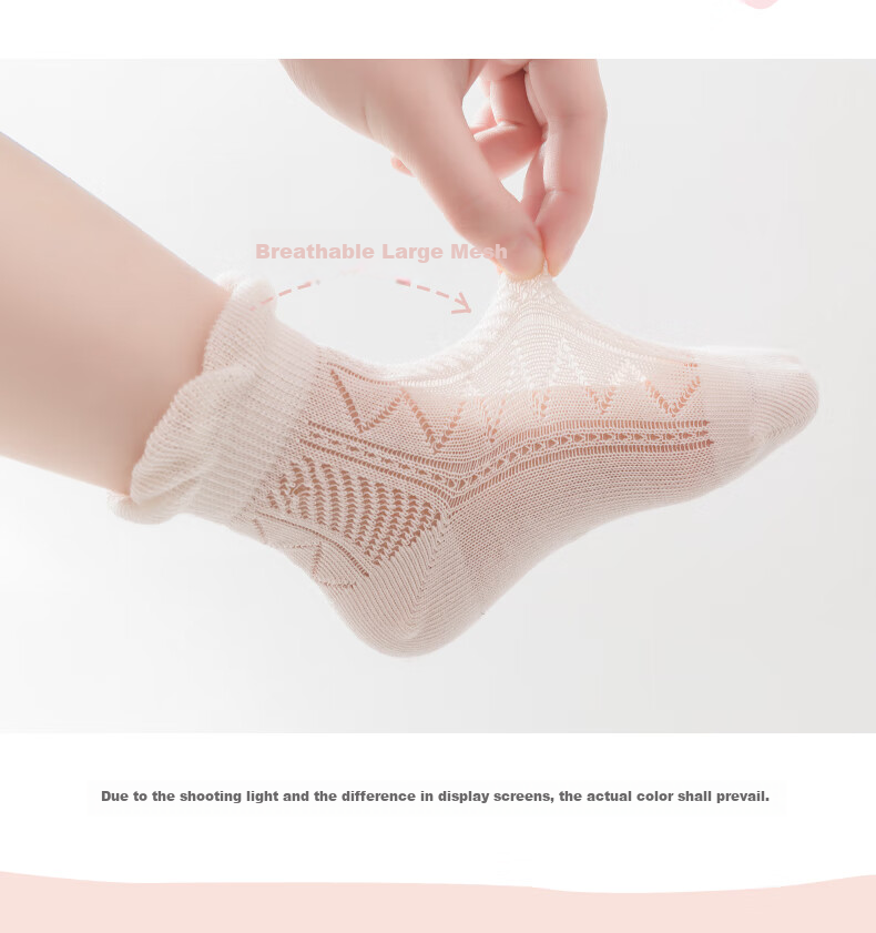 Caramella Spring And Summer Girls' Socks 2026, Thin Mesh Breathable Cotton Short Socks, Preppy Style Children's Socks, Lace Baby Infant Socks 8