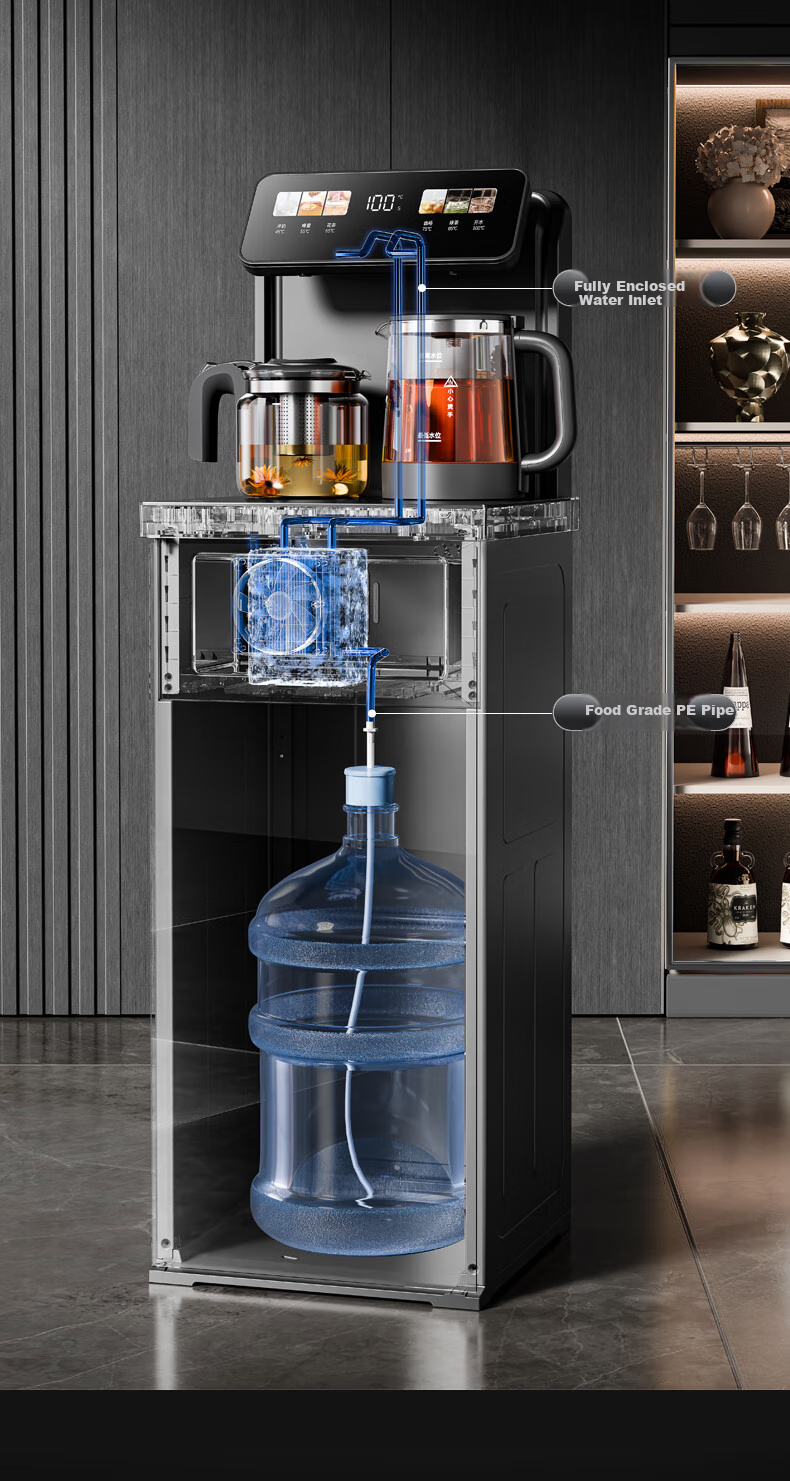 TRULIVA Tea Bar Machine, Water Dispenser for Home Use, Multifunctional Office Floor-Standing Bottom-Loading Water Tank, Fully Automatic Intelligent All-In Kettle, Tea Bar Cabinet, High-End Living Room Model, New for 2026 8