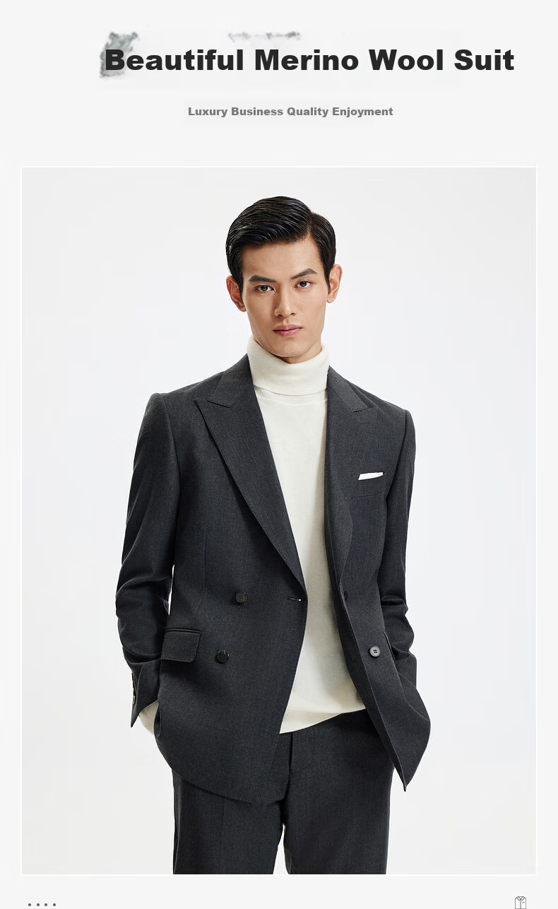 Goldlion [Pure Wool] Spring And Summer Men's Dark Twill Jacquard Slim Fit Business Formal Dress Pants 18