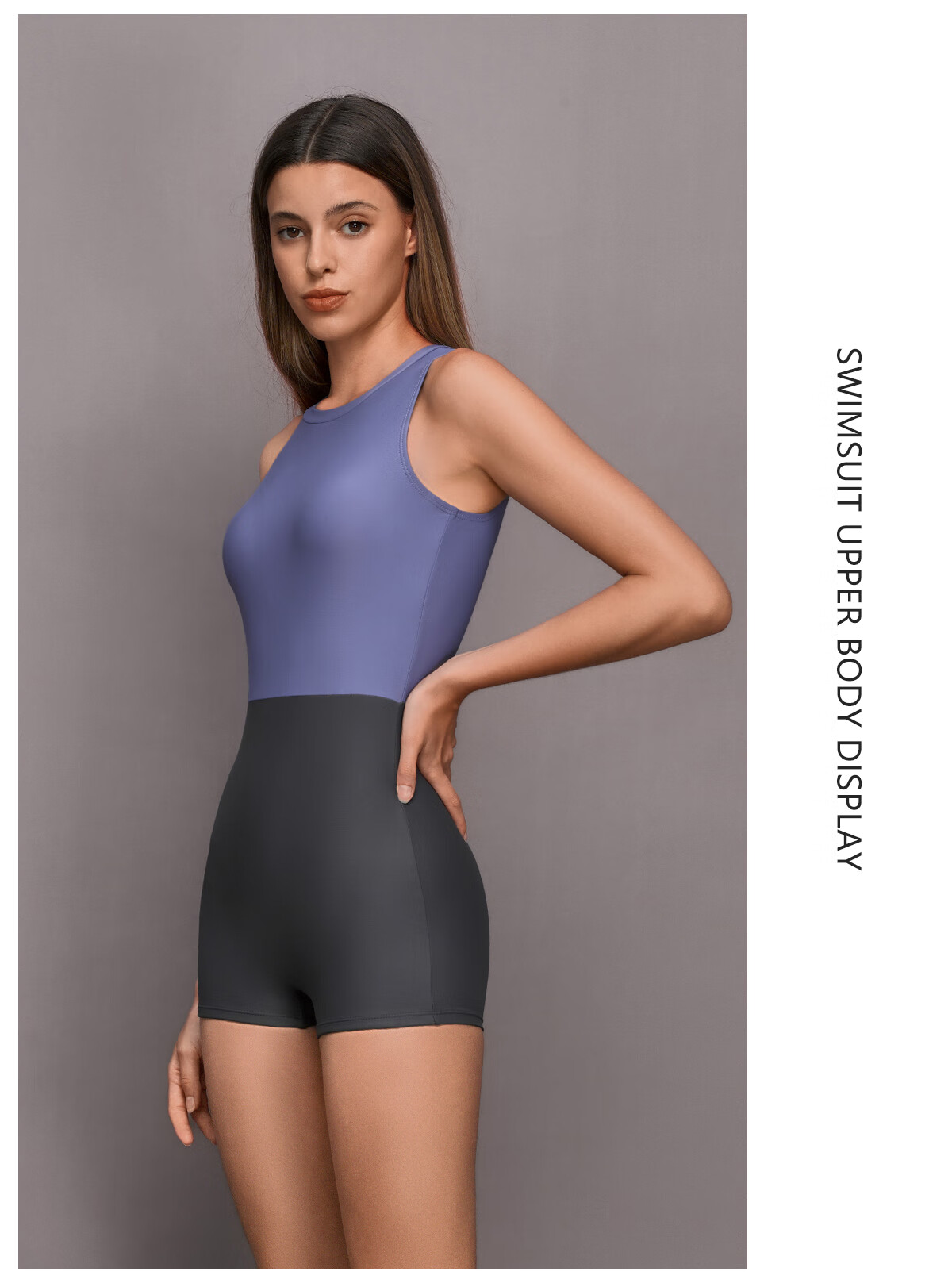 PULASSI Women's Swimsuit, Professional One-Piece Boyleg Conservative Swimwear, Ladies Racing Swimsuit, Smoke Blue, 2XL 8