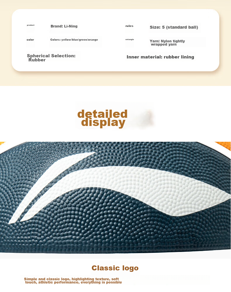 Li-Ning Basketball, Size 5, for Children's Competition, Indoor And Outdoor Use, Wear-Resistant, Suitable for Cement Courts, Suitable for Preschoolers, Elementary School Students, Teenagers, Outdoor Rubber Ball 14